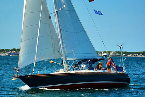 Moment decorated and sailing the harbor