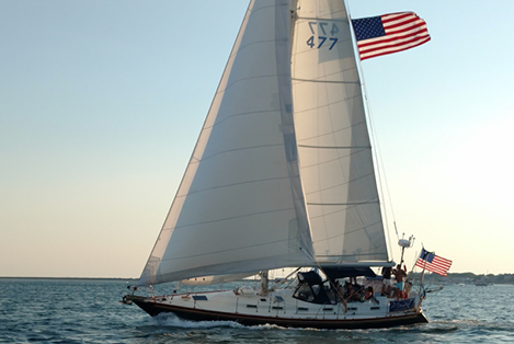 Moment sailing along patriotically