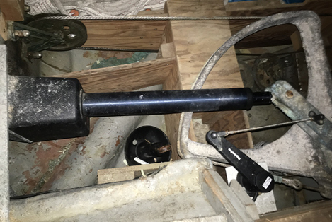 Autohelm drive sits in place attached to the rudder
