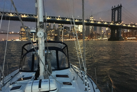 Manhattan skyline in the middle of the night