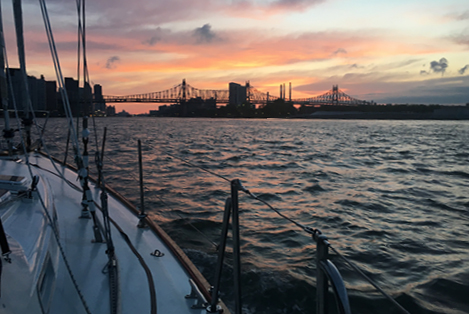 Going up the East River at Dawn