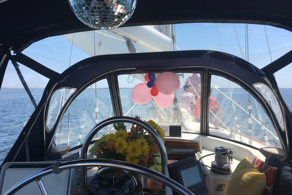 Birthday sailing - disco ball and all