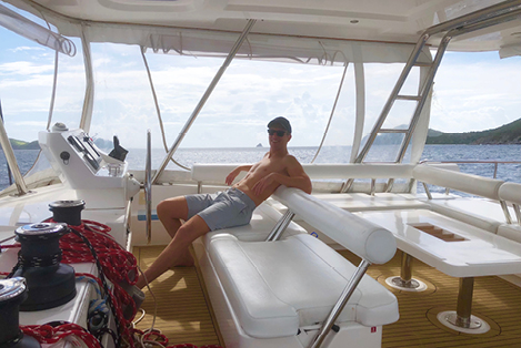 Captain Chris in Sr Francis Drake Channel