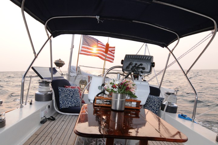 Looking at the main deck of sailboat, Moment
