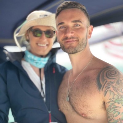 a couple of people posing for the camera